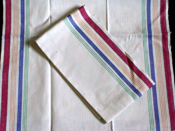 Startex Rainbow Stripe Vintage Kitchen Towels New Old Stock, Pair