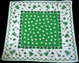 Green and White Sheer Nylon Vintage St Patrick's Day Handkerchief