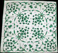 St. Patricks Day Irish Pipes Shamrocks Vintage Handkerchief Bows