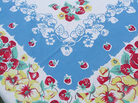 Strawberry & Floral Vintage Tablecloth 46x49