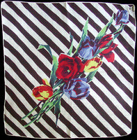 Herrmann Tulips Stripes Vintage Linen Handkerchief