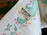 Green and Yellow Irises Floral Startex Vintage Kitchen Tea Towel