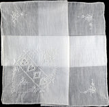 Embroidered Four Suits Vintage Linen Handkerchief, Madeira