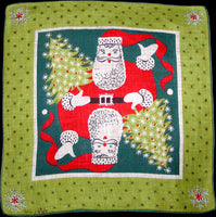 Tammis Keefe Christmas Santa Vintage Linen Handkerchief