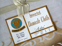 Damask Aster in Topaz Set of Vintage Tablecloth and Napkins