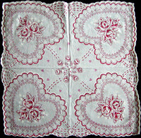 Red White Hearts and Roses Valentine Handkerchief