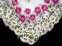Tulips & Daises Floral Print Vintage Handkerchief