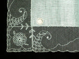 Seafoam Green Cornucopia Lace Vintage Wedding Handkerchief