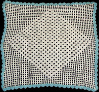 Light Blue & White Square Vintage Crochet Lace Doily 13x13