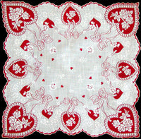 Lacy Hearts & Bows Vintage Valentine Handkerchief