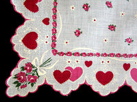 Hearts and Roses Vintage Valentine Handkerchief