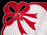 Polka-Dot Heart w Big Bow Vintage Valentine Handkerchief