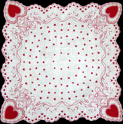 Hearts & Bows Vintage Valentine Handkerchief