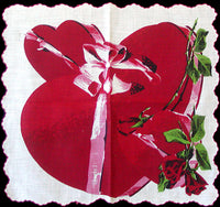 Valentine Heart-Shaped Candy Boxes Vintage Handkerchief