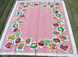 Garden Vegetable Seed Packet Vintage Tablecloth, Pink 50x60