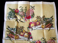 Garden Fruits and Veg Vintage Linen Tea Towel New Old Stock