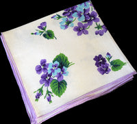 Hardy Craft Viola Violets Vintage Linen Napkins, Set of 3