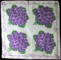 Burmel Original Violet Posies Vintage Handkerchief Irish Linen