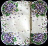 Violets Vintage Handkerchief New Old Stock