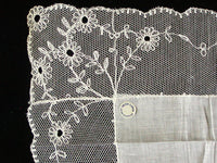 Flowered Lace & Linen Vintage White Bridal Wedding Handkerchief