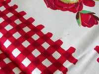 Red Gingham Flower Vintage Tablecloth Wilendur 54x47