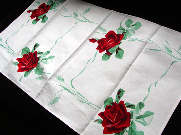 American Beauty Wilendur Red Rose Vintage Kitchen Towel Unused