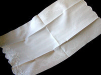 Antique Damask Pheasant and Stripes Linen Guest Towel, Whitework Monogram N