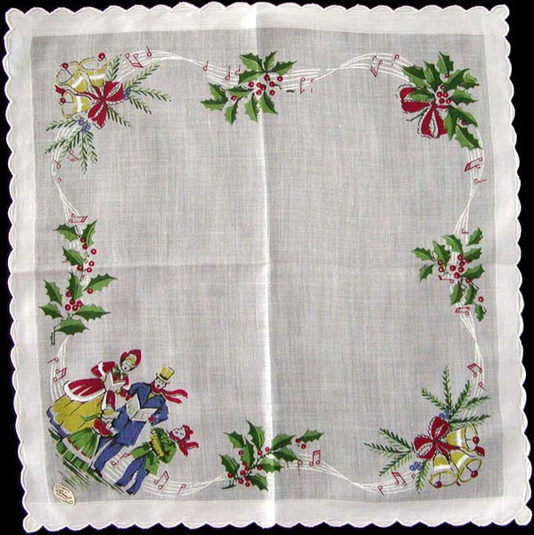 Burmel Original Christmas Carolers Vintage Handkerchief MWT