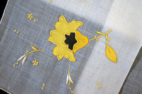 Embroidered Yellow Satin Flower Vintage Handkerchief Madeira